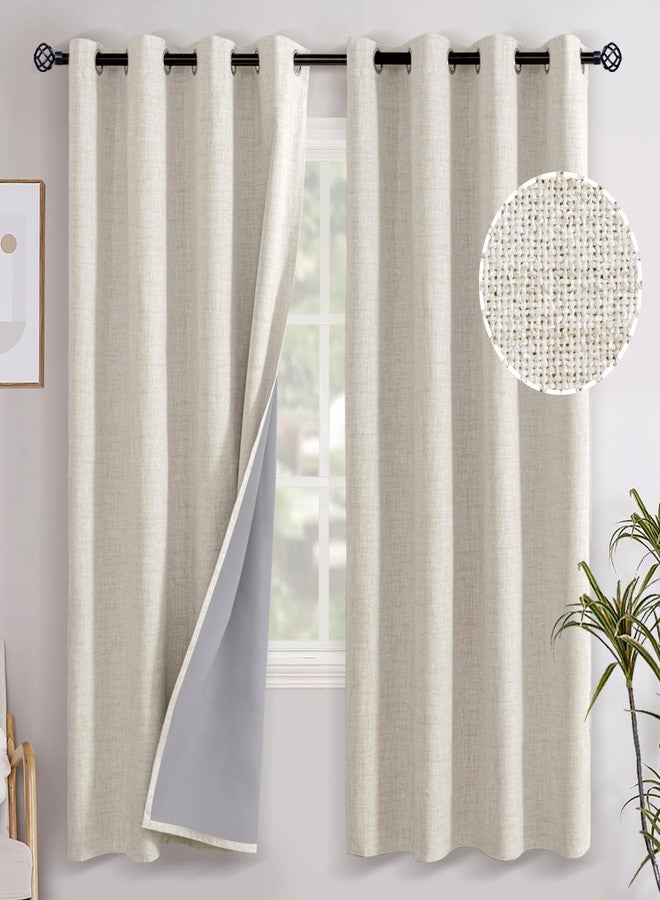 YoungsTex Linen Blackout Curtains 72 Inch Length for Bedroom, Full Room Darkening Burlap Textured Window Drapes with Grommets for Living Room Thermal Insulated Panels, Linen, 2 Panels, 52 X 72 Inch - Image 1