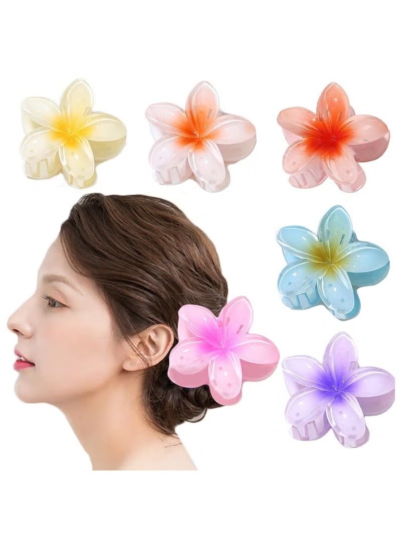 6 Pcs Flower Hair Clip, Nonslip Flower Claw Clips,Strong Hold Hawaiian Claw Clip,Cute Wedding Bridesmaid Catch for Thick Thin Hair - Image 1