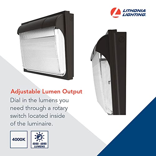 Lithonia Lighting 18" LED Wall Pack Outdoor Light Fixture, Building Wall Light, Adjustable Lumens, 4000K Cool White, MVOLT 120-277V, IP65, Glass Lens, Bronze (TWX3 LED ALO 40K MVOLT DDBTXD) - Image 3