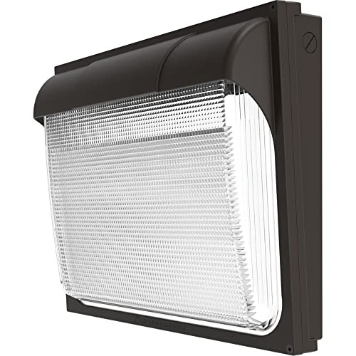 Lithonia Lighting 18" LED Wall Pack Outdoor Light Fixture, Building Wall Light, Adjustable Lumens, 4000K Cool White, MVOLT 120-277V, IP65, Glass Lens, Bronze (TWX3 LED ALO 40K MVOLT DDBTXD) - Image 1