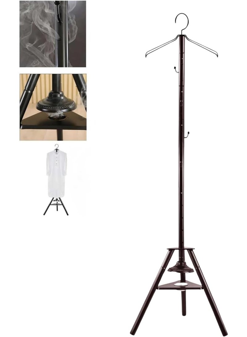 Bakhoor Burner Stand 180cm – Incense Holder with Cloth Hooks & Steam Holes for Clothes – Tall Hanging Stand for Efficient Aroma Infusion – Elegant & Sturdy Design for Home & Boutique Use (BROWN)  - Image 1