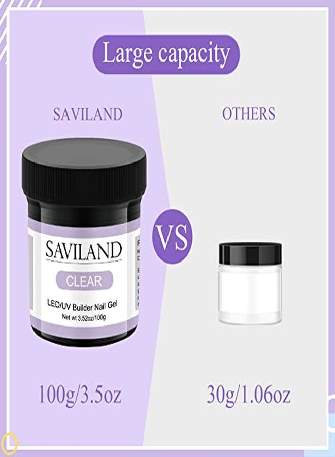 Saviland Builder Nail Gel  100G/3.5Oz Large Capacity Clear Hard Gel For Nails Nail Extension Gel For Nail Strengthen Diy Nail Art Manicure - Image 2