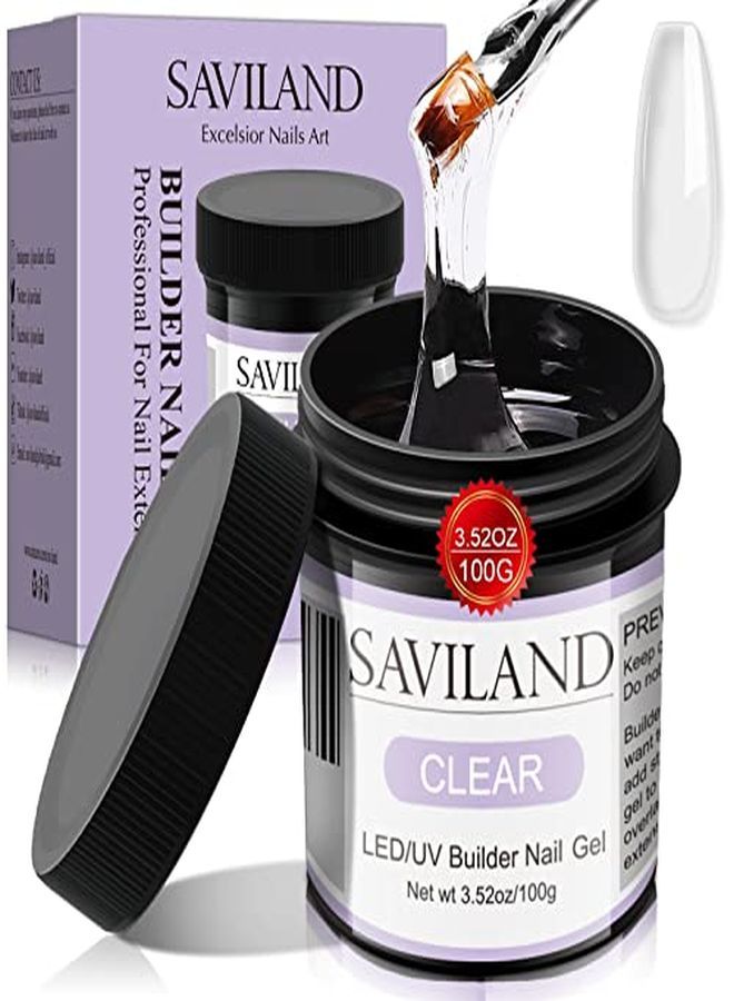 Saviland Builder Nail Gel  100G/3.5Oz Large Capacity Clear Hard Gel For Nails Nail Extension Gel For Nail Strengthen Diy Nail Art Manicure - Image 1