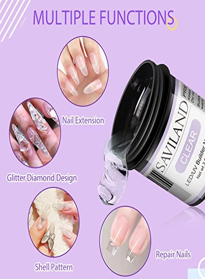 Saviland Builder Nail Gel  100G/3.5Oz Large Capacity Clear Hard Gel For Nails Nail Extension Gel For Nail Strengthen Diy Nail Art Manicure - Image 3
