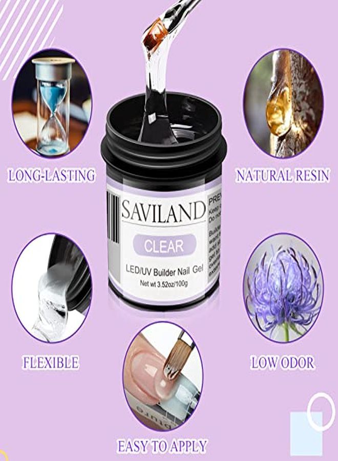 Saviland Builder Nail Gel  100G/3.5Oz Large Capacity Clear Hard Gel For Nails Nail Extension Gel For Nail Strengthen Diy Nail Art Manicure - Image 5
