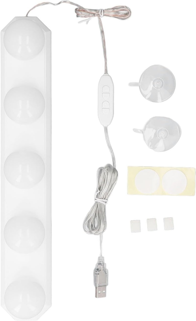 هيودو أضواء مرآة الزينة المحمولة LED، 5 مصابيح، 3 درجات حرارة لونية، 10 مستويات سطوع قابلة للتعديل، كابل USB، أضواء لاصقة للمرايا لطاولة المكياج وغرفة الملابس، أضواء مرآة LED مع غطاء من البولي كربونات - Image 2