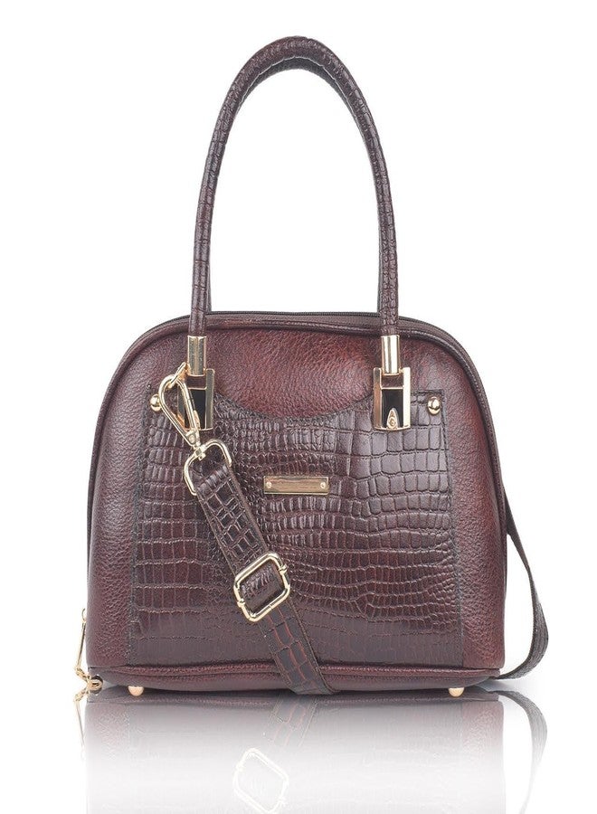 FERNWEH Leather Ladies Handbag - Purse Multiple Compartments Tote Bag for Office and College with Long Strap - (Brown) - Image 1