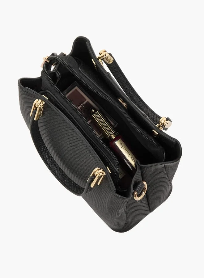 Flora Bella By Shoexpress Women's Textured Tote Bag with Double Handle and Zip Closure