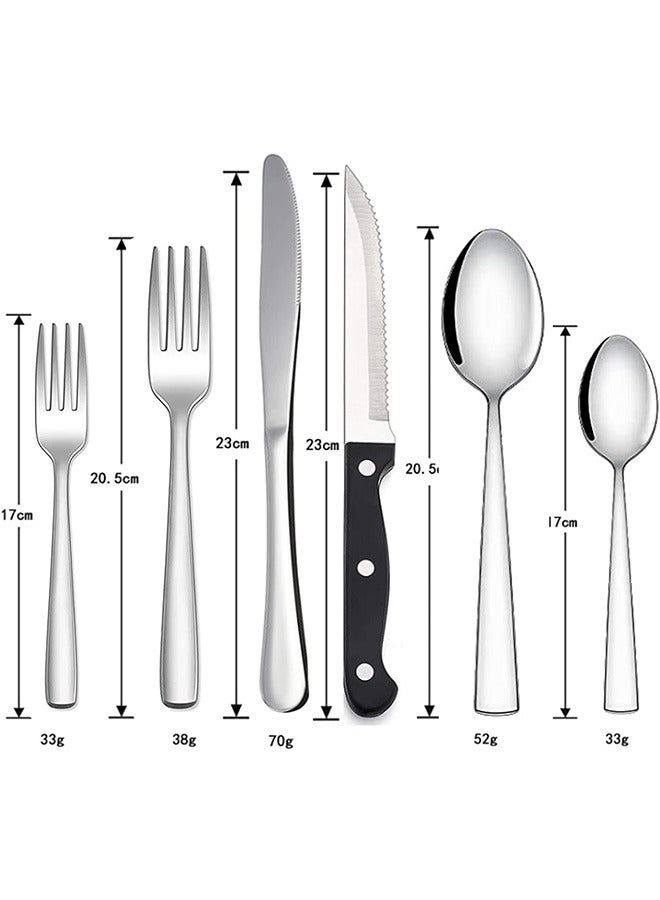 24-Piece Silverware Set for 4, Stainless Steel Flatware Cutlery Set, Kitchen Utensils Set, Tableware Set For Home Kitchen Restaurant Hotel, Includes Knives Forks Spoons, Dishwasher Safe