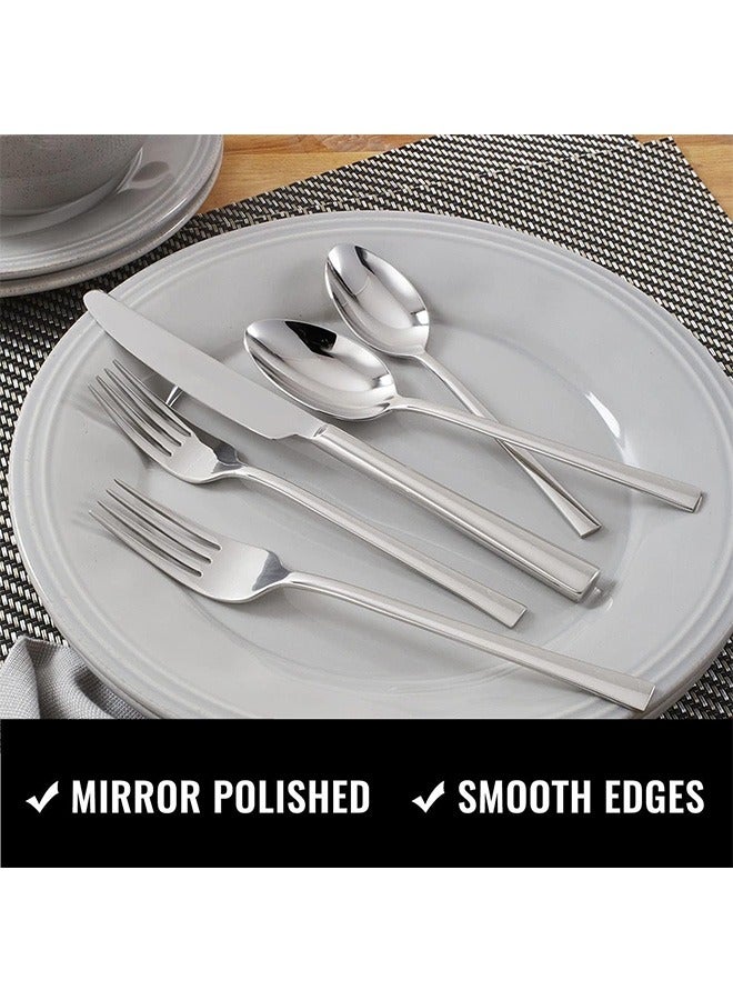 24-Piece Silverware Set for 4, Stainless Steel Flatware Cutlery Set, Kitchen Utensils Set, Tableware Set For Home Kitchen Restaurant Hotel, Includes Knives Forks Spoons, Dishwasher Safe