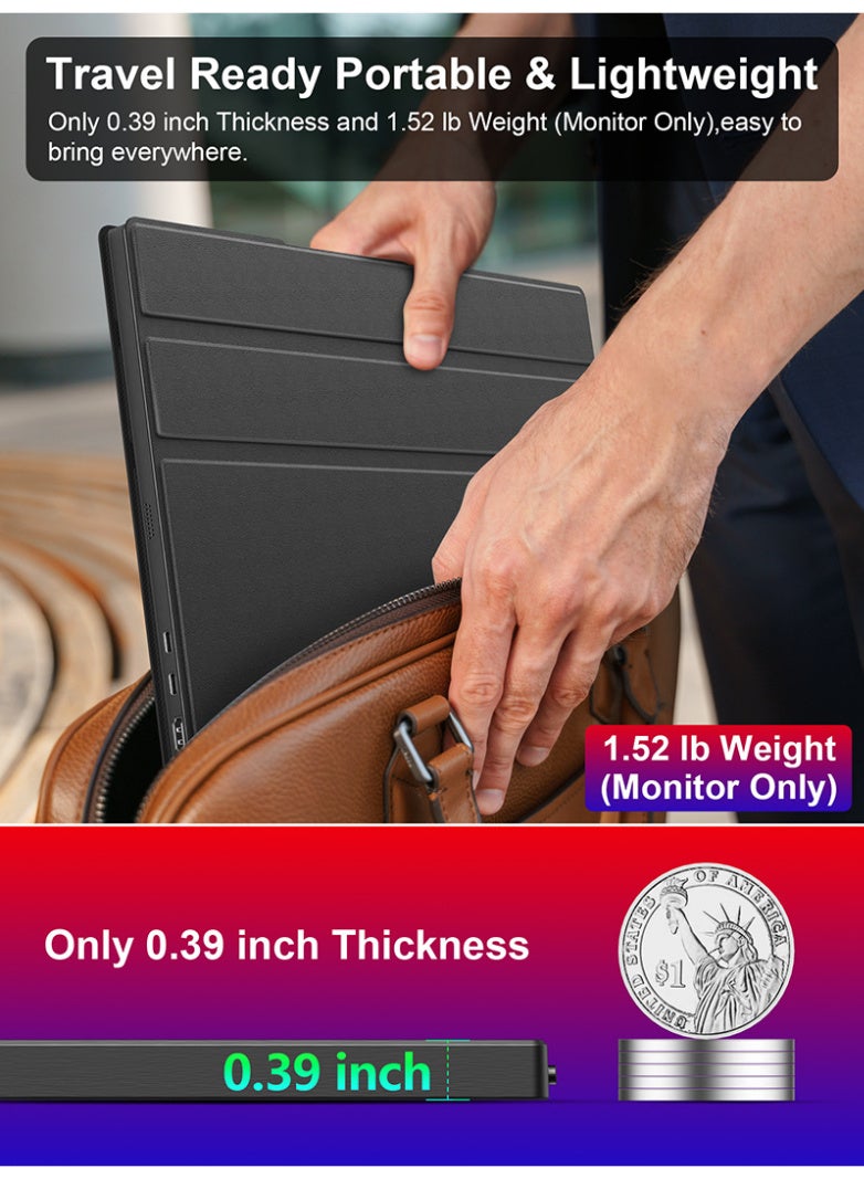 16" 2.5K Gaming 120Hz Portable Monitor – Extend PC, Mobile & PS4 Display with Matte Screen, FreeSync, 100% sRGB, 0.39" Slim & 1.52lb, 1200:1 Contrast, 10Bit 1.07B Color  - Image 5