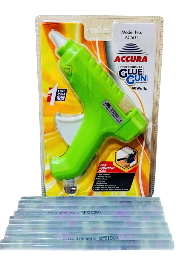 see Shining Edge 40W 7MM Hot Melt Glue Gun with ON Off Switch and LED Indicator with Big 10 Transparent Glue Sticks Free TPLP Item  - Image 1