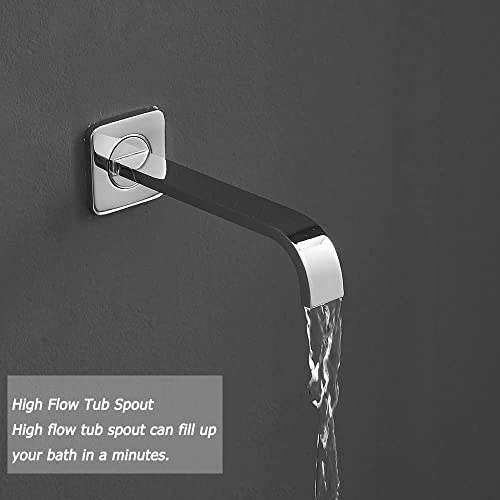 Heable Chrome Shower System Bathroom Shower Faucet Set with Tub Spout Wall Mounted 8 Inch Shower Head and Handle Set with Handheld 3 Function Tub and Shower Trim Kit with Rough-in Valve - Image 5