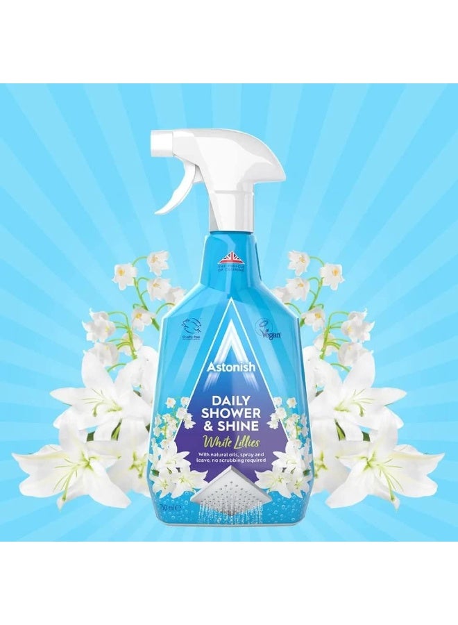 Astonish Daily Shower Shine White Lilies Cleaning Spray No Scrub After Shower Spray Foam Prevents Watermarks & Limescale 750ml - Image 2