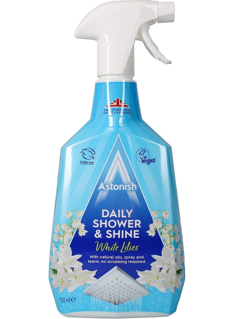 Astonish Daily Shower Shine White Lilies Cleaning Spray No Scrub After Shower Spray Foam Prevents Watermarks & Limescale 750ml - Image 1
