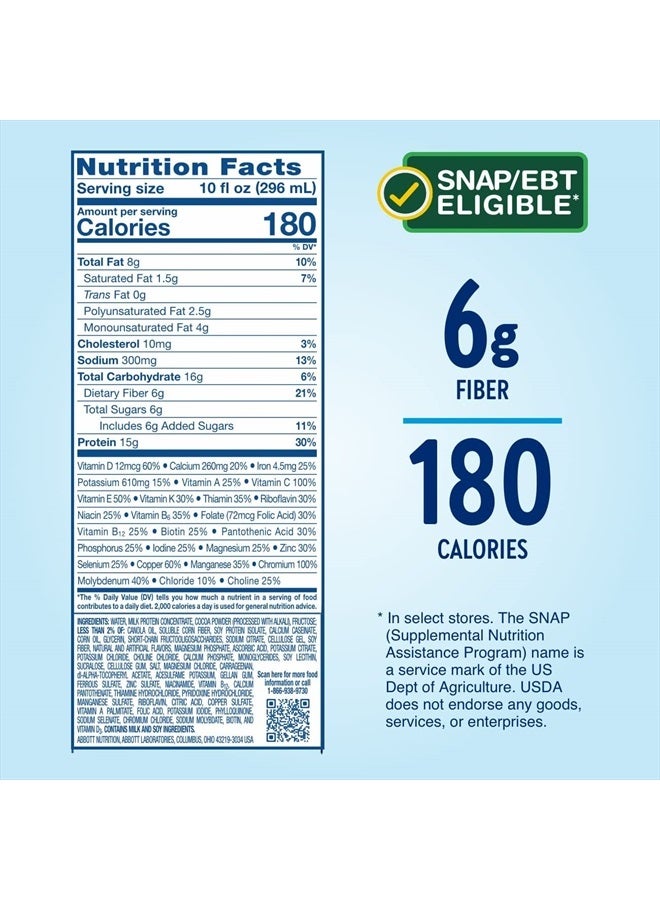 Glucerna مشروب Hunger Smart Shake لمرضى السكر، للتحكم في نسبة السكر في الدم، 15 جرام بروتين، 180 سعرة حرارية، شوكولاتة كلاسيكية، زجاجة سعة 10 أونصات سائلة، 24 قطعة - Image 5