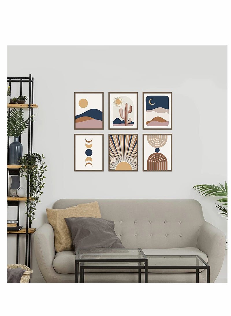 Wall Art Decor Boho Abstract Minimalist Wall Art Posters Mid Century Modern Prints Sun Moon Desert Bedroom Decor Nature Landscape Painting Canvas No Frame (8x10 6 Pcs) - Image 4