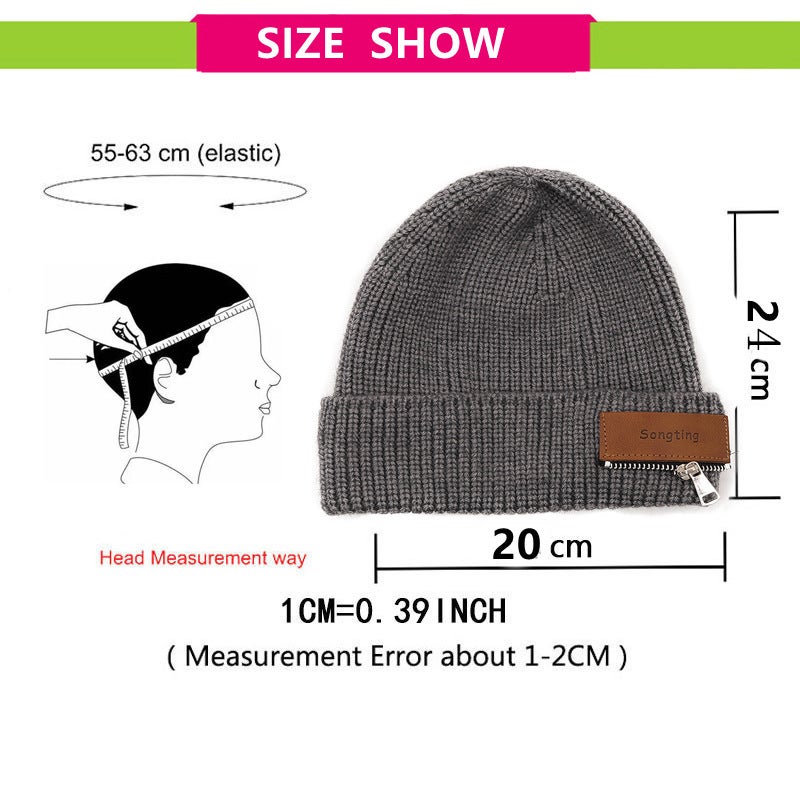 Winter Beanie Men Warm Fleece Lined Outdoor Ski Knitted Hat - Image 2
