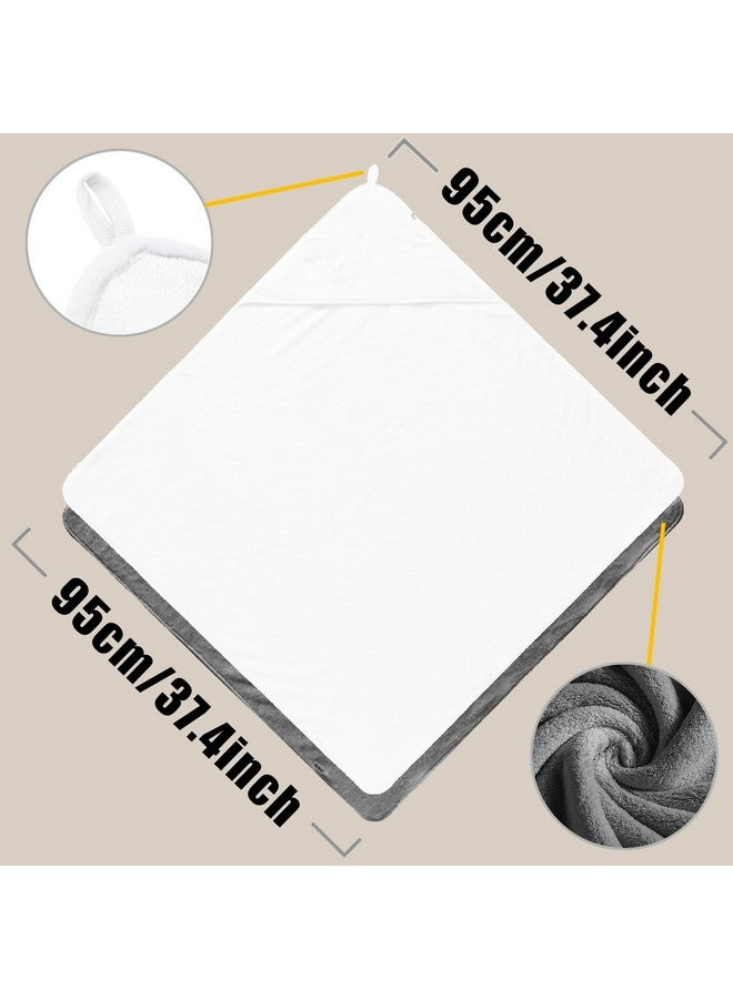 Vaxaape منشفة أطفال بغطاء رأس من فاكسايبي لحفاضات حديثي الولادة 2 عبوة، كبيرة جداً 37.4 * 37.4 بوصة، مستلزمات الأطفال، مناشف بغطاء رأس ناعمة وامتصاصية للأطفال، منشفة استحمام للأطفال، للأولاد والبنات، رمادي وأبيض. - Image 2