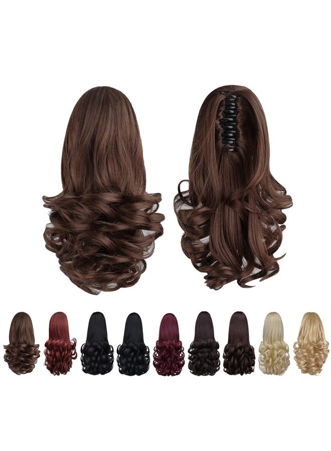 SYXLCYGG Brown Ponytail Extension,Claw Clip Ponytails 12in Curly 3.8 OZ Fake Hair Extensions Hair pieces SYXLCYGG Wig Girl Synthetic Fluffy¬ Tangled - Image 1