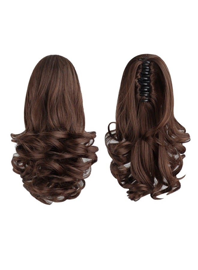 SYXLCYGG Brown Ponytail Extension,Claw Clip Ponytails 12in Curly 3.8 OZ Fake Hair Extensions Hair pieces SYXLCYGG Wig Girl Synthetic Fluffy¬ Tangled - Image 2