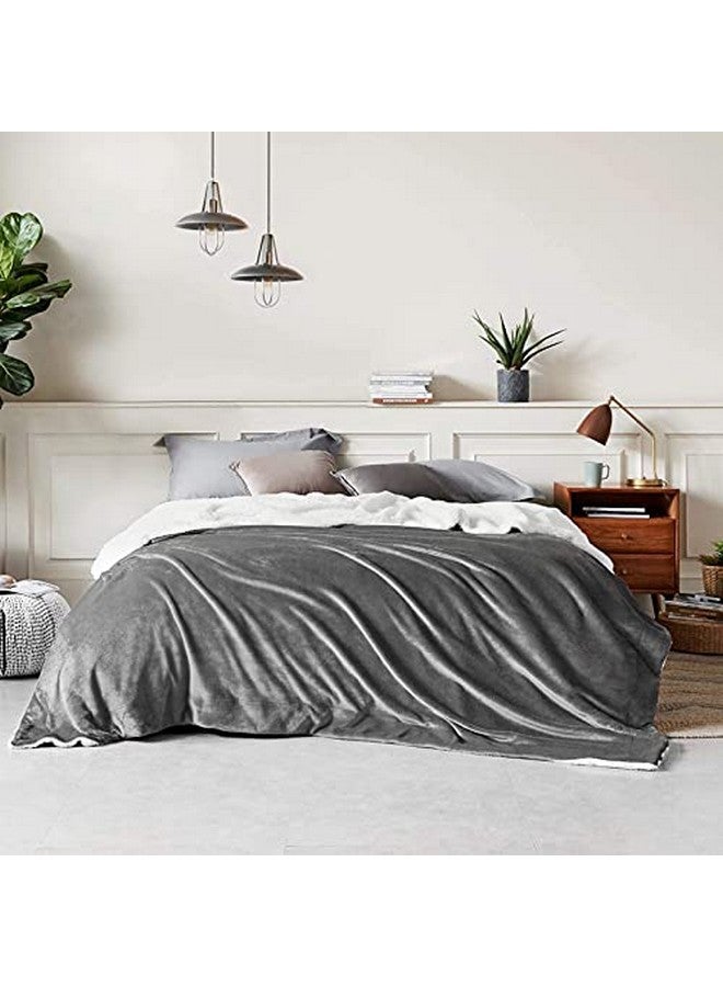 VAS COLLECTIONS All Season Flannel Sherpa Blanket|Single 150 cm X 220 cm, Grey, skinfriendly - Image 4