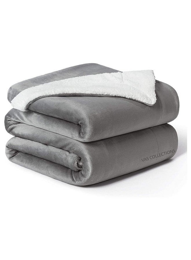 VAS COLLECTIONS All Season Flannel Sherpa Blanket|Single 150 cm X 220 cm, Grey, skinfriendly - Image 1