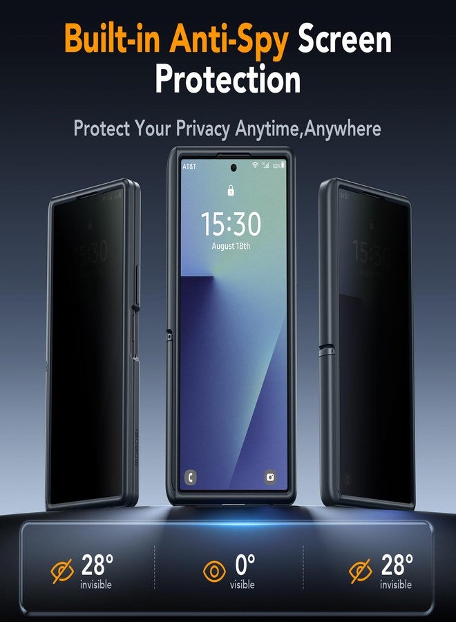 موبوسي جراب MOBOSI لهاتف Z Fold 7 [مزود بمسندين مخفيين مدمجين، وواقي شاشة للخصوصية، وحماية كاملة لمفصلات الهاتف] [متوافق مع MagSafe]، غطاء هاتف نحيف مقاوم للصدمات لهاتف Samsung Galaxy Z Fold7، أسود - Image 3