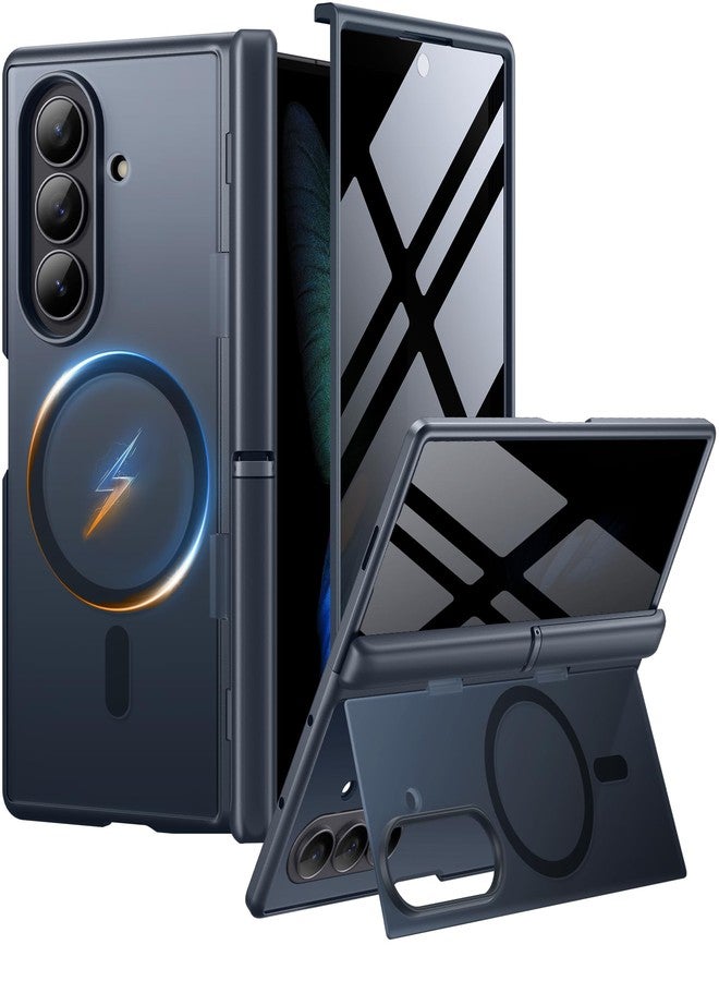 موبوسي جراب MOBOSI لهاتف Z Fold 7 [مزود بمسندين مخفيين مدمجين، وواقي شاشة للخصوصية، وحماية كاملة لمفصلات الهاتف] [متوافق مع MagSafe]، غطاء هاتف نحيف مقاوم للصدمات لهاتف Samsung Galaxy Z Fold7، أسود - Image 1