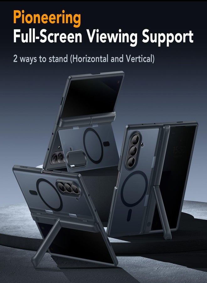 موبوسي جراب MOBOSI لهاتف Z Fold 7 [مزود بمسندين مخفيين مدمجين، وواقي شاشة للخصوصية، وحماية كاملة لمفصلات الهاتف] [متوافق مع MagSafe]، غطاء هاتف نحيف مقاوم للصدمات لهاتف Samsung Galaxy Z Fold7، أسود - Image 2