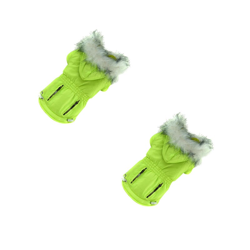 2pcs Stylish Pet Winter Clothes Zipper Cold Pet Clothes Coat Pet Costume for Puppy Dog (Light Green, ) - Image 1