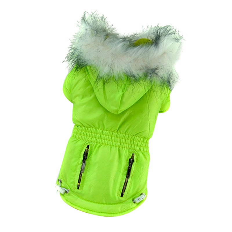 2pcs Stylish Pet Winter Clothes Zipper Cold Pet Clothes Coat Pet Costume for Puppy Dog (Light Green, ) - Image 4
