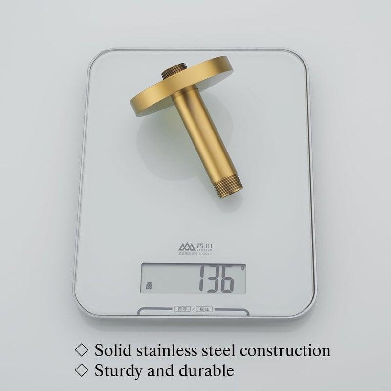 Random Champagne Bronze Shower Arm with Flange 4 Inches Ceiling Mount Shower Head Extension Straight Arm Ceiling-Mounted For Fixed Shower Head.RD91038-4CB - Image 3