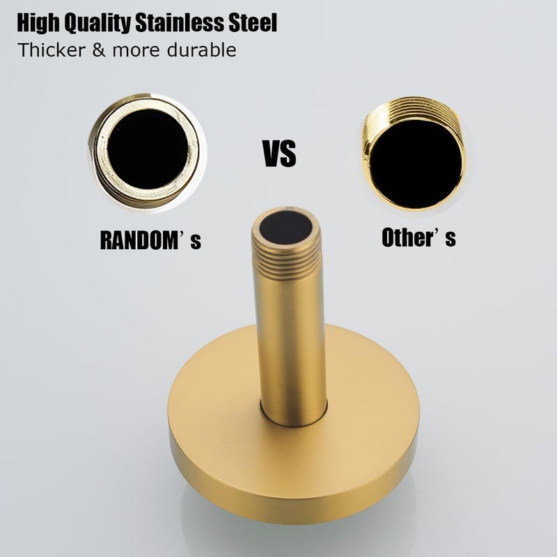 Random Champagne Bronze Shower Arm with Flange 4 Inches Ceiling Mount Shower Head Extension Straight Arm Ceiling-Mounted For Fixed Shower Head.RD91038-4CB - Image 5