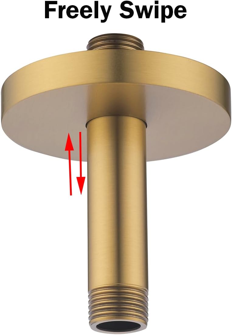 Random Champagne Bronze Shower Arm with Flange 4 Inches Ceiling Mount Shower Head Extension Straight Arm Ceiling-Mounted For Fixed Shower Head.RD91038-4CB - Image 4