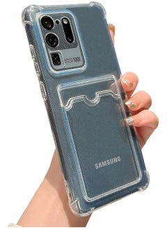 Wallet Phone Case Slim Fit Card Slot Transparent Case Protective Soft Shockproof Case with Card Holder For Samsung Galaxy S20 Ultra