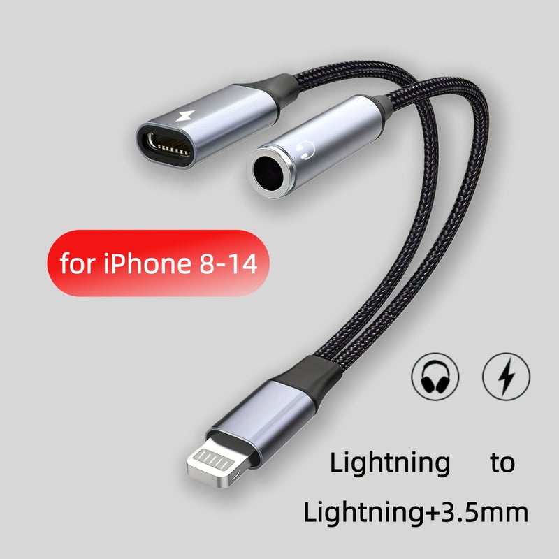 Two In One 3.5mm And Lightning Audio Adapter Cable For Iphone And Ipad With Simultaneous Music And Charging Support - Image 2
