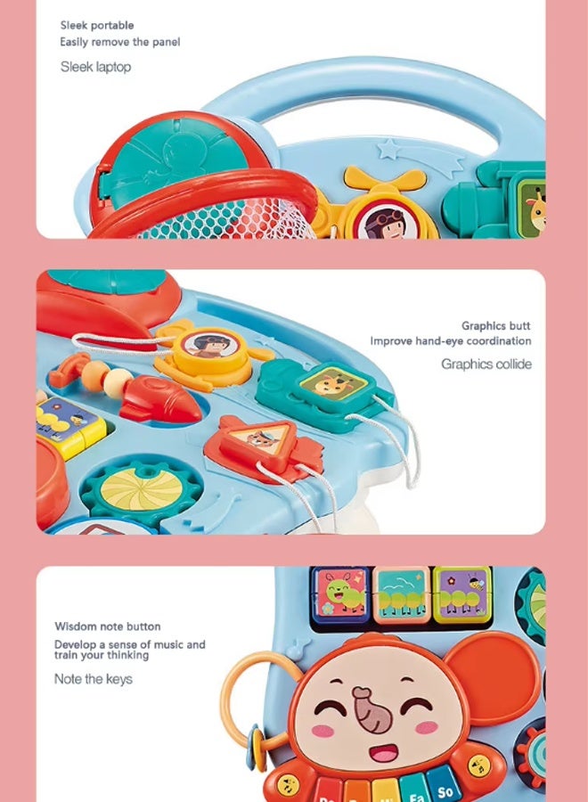 Berma Baby Early childhood toy table, musical toys, baby toys, baby activity table, sensory toys, toddler activity center, children's birthday gift, children's multifunctional educational toys (blue elephant) - Image 5