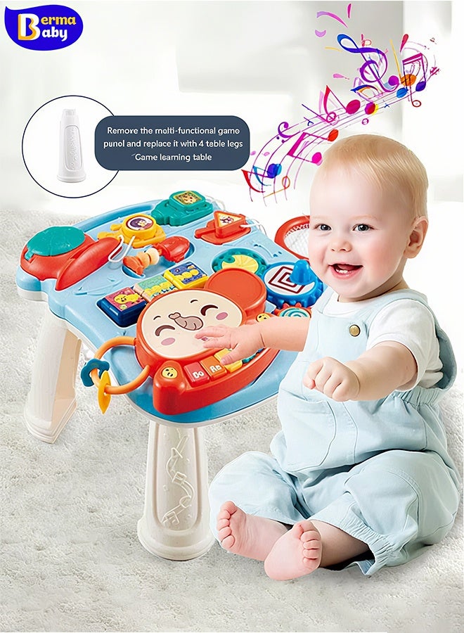 Berma Baby Early childhood toy table, musical toys, baby toys, baby activity table, sensory toys, toddler activity center, children's birthday gift, children's multifunctional educational toys (blue elephant) - Image 1