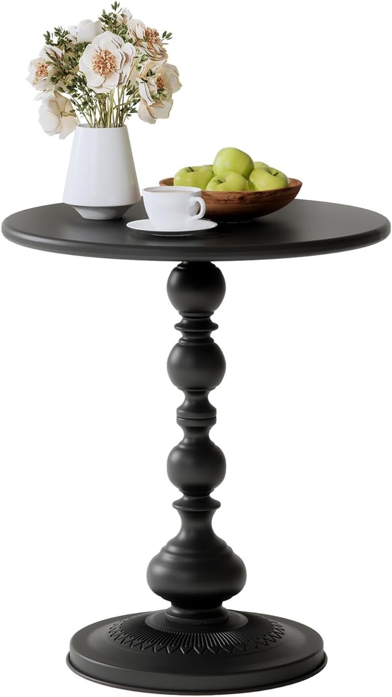 Fohome End Table, Metal Iron Round Side Table, Accent Table Vintage Matte Coffee Table Nightstand, Small Bedside Tables for Small Spaces, Bedroom, Living Room, 15.7"L x 20.4" H - Image 1