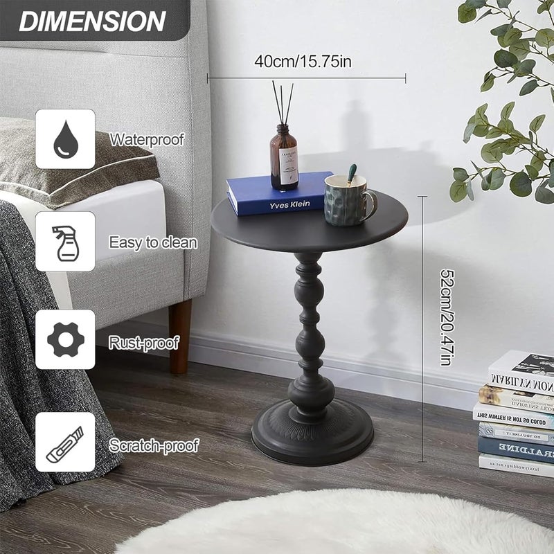 Fohome End Table, Metal Iron Round Side Table, Accent Table Vintage Matte Coffee Table Nightstand, Small Bedside Tables for Small Spaces, Bedroom, Living Room, 15.7"L x 20.4" H - Image 5