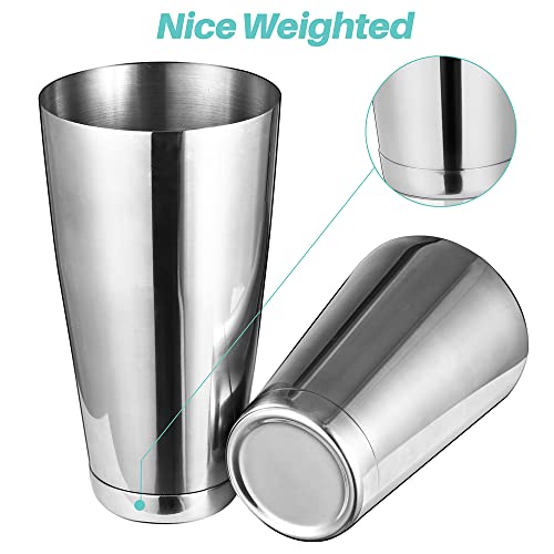 Etens Cocktail Shaker Tins Set Stainless Steel, Pro Bar Style Boston Shakers Bartending, Two Piece Martini Shaker Cup Drink Mixer for Bartender – Silver Bar Tools Weighted Metal Shaking Tin - Image 3