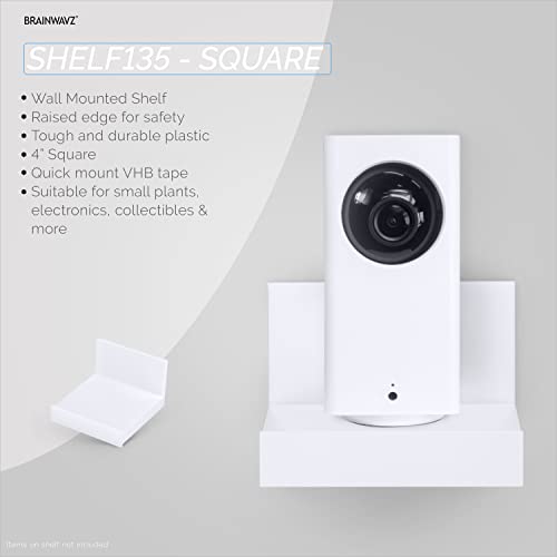 Brainwavz Screwless 4" Universal Shelf for Cloud Security Camera, Baby Monitor, Small Speakers, Electronics & More, No Tools, Vhb Tape Strong Adheasive, (White) - Image 2