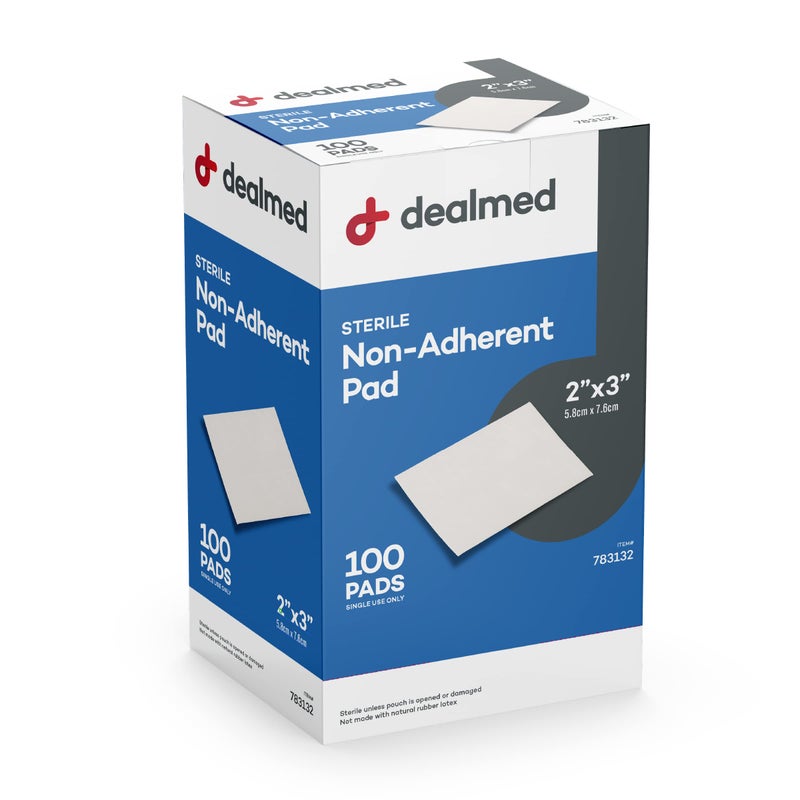 Dealmed Sterile Non-Adherent 2" x 3" Gauze Pads Non-Adhesive Wound Dressing, Highly Absorbent & Non-Stick, Painless Removal-Switch, Individually Wrapped for Extra Protection (Box of 100) - Image 1