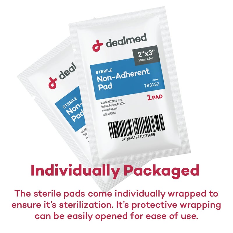 Dealmed Sterile Non-Adherent 2" x 3" Gauze Pads Non-Adhesive Wound Dressing, Highly Absorbent & Non-Stick, Painless Removal-Switch, Individually Wrapped for Extra Protection (Box of 100) - Image 5