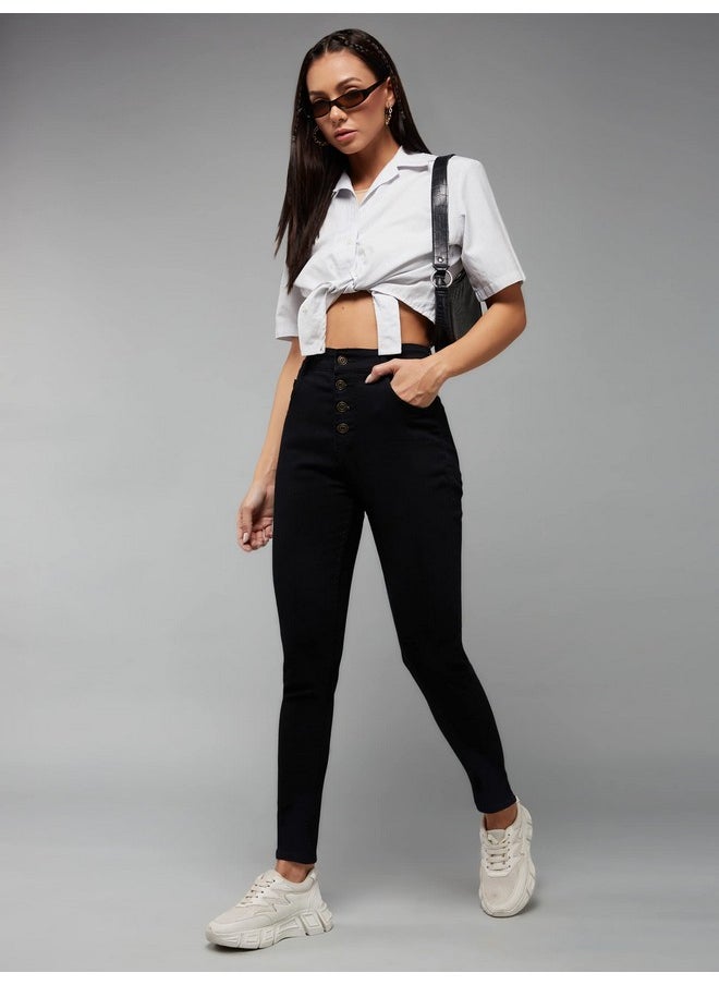 Miss Chase - Miss Chase Women's Skinny Fit High/Mid Rise Regular Length Stretchable Denim Jeans (MCSS21DEN99-38-328-34, Ink Black, 34) - Image 1