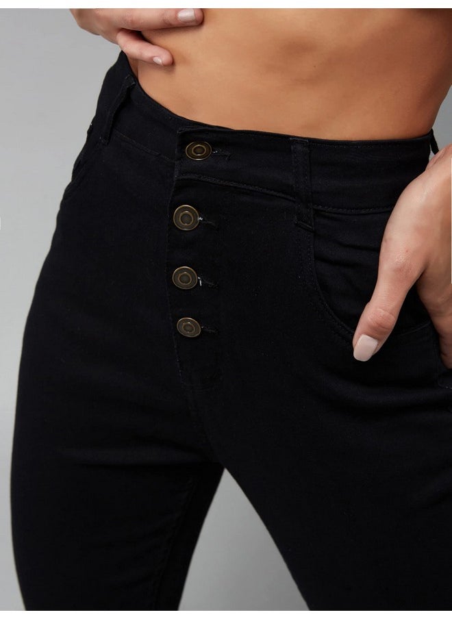 Miss Chase - Miss Chase Women's Skinny Fit High/Mid Rise Regular Length Stretchable Denim Jeans (MCSS21DEN99-38-328-34, Ink Black, 34) - Image 1