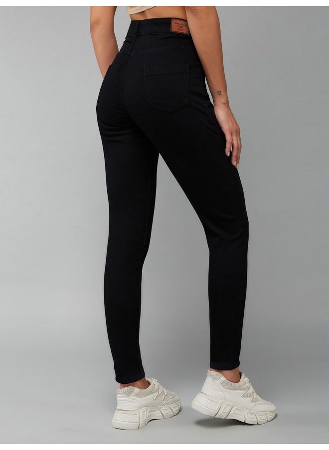 Miss Chase - Miss Chase Women's Skinny Fit High/Mid Rise Regular Length Stretchable Denim Jeans (MCSS21DEN99-38-328-34, Ink Black, 34) - Image 1