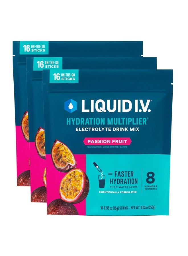 ليكويد آي.في. مضاعف الترطيب Liquid IV® - فاكهة العاطفة | مزيج مشروب مسحوق الإلكتروليت | عبوة من 3 قطع (48 وجبة) - Image 1