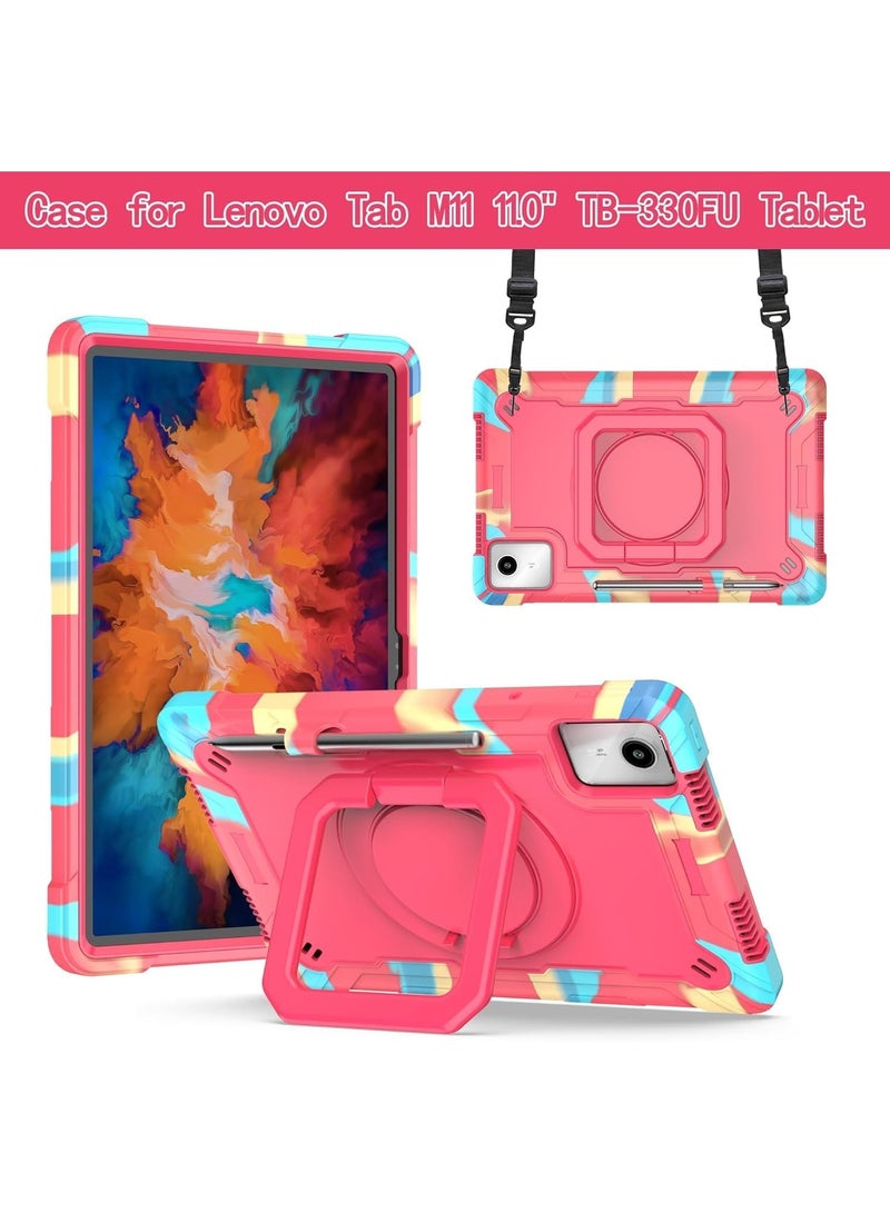 general Kids Case Compatible with Lenovo Tab M11 11 inch Tablet (TB-330FU / TB-331FC), Shoulder Strap Hand Strap Rotatable Stand Kids Shockproof Cover for Tab M11 - Image 3